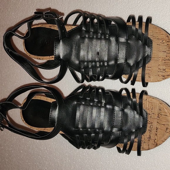 Cato Shoes - Black Wedge Sandals
